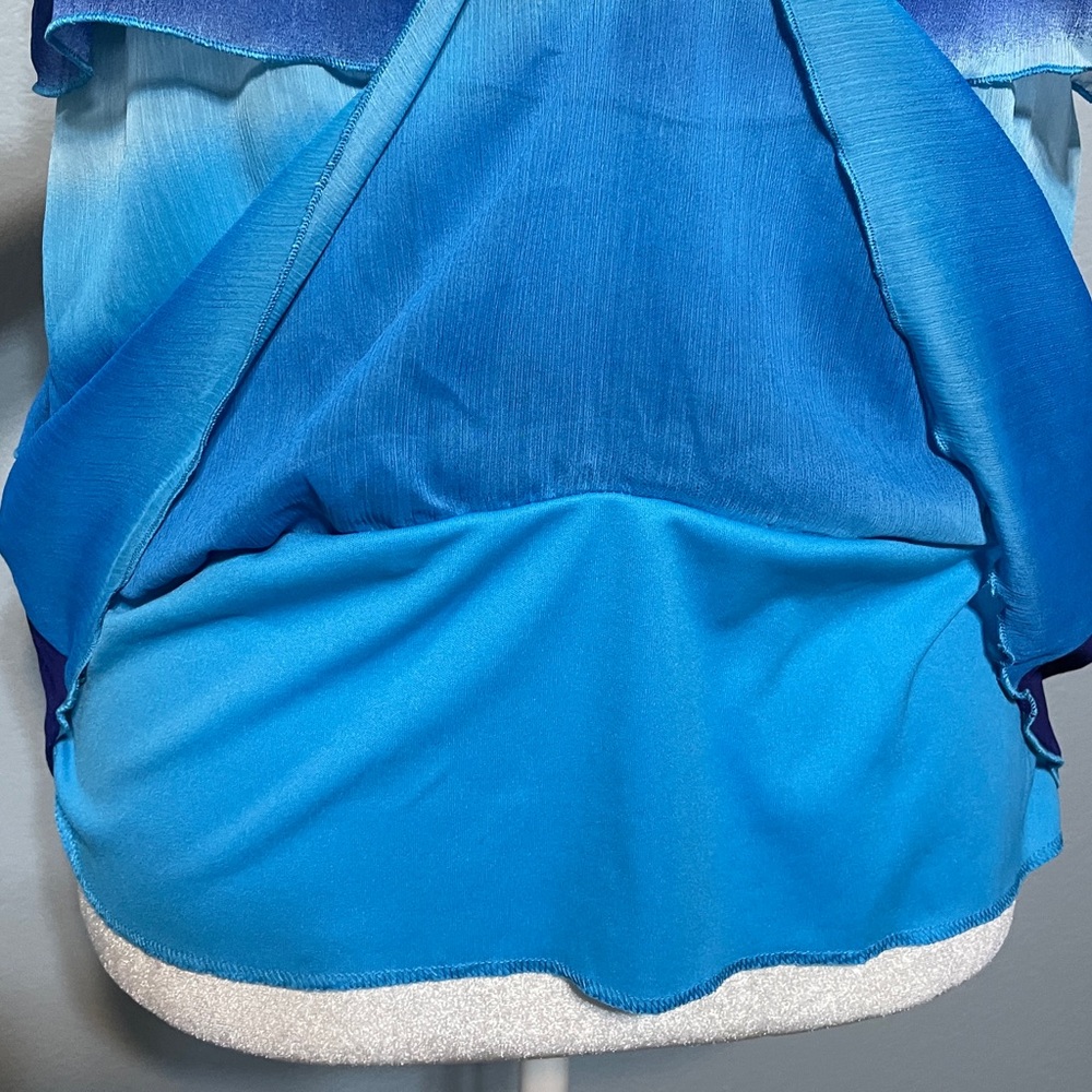 Lane Bryant Blue Ombré Tiered Chiffon Blouse Sleeveless Swing Top Size 16 - Picture 14 of 14